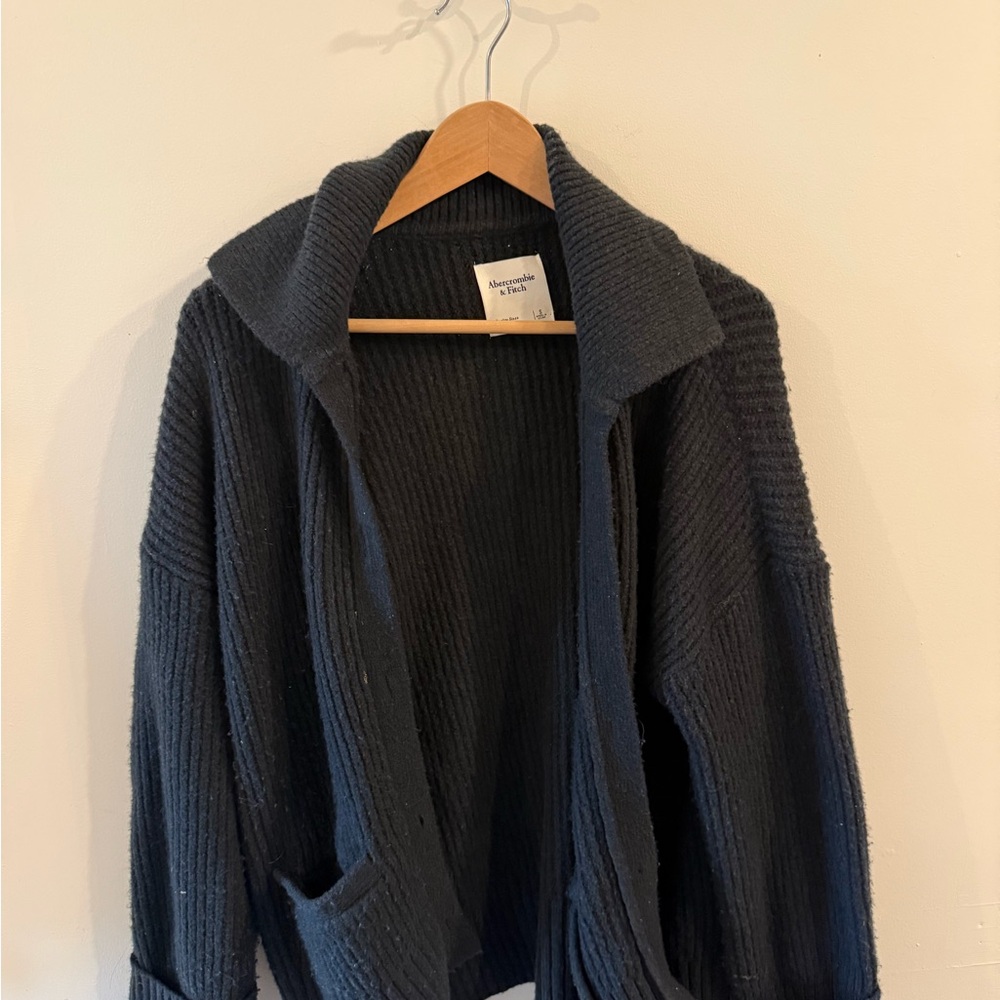 Abercrombie & Fitch Black Ribbed Open Cardigan